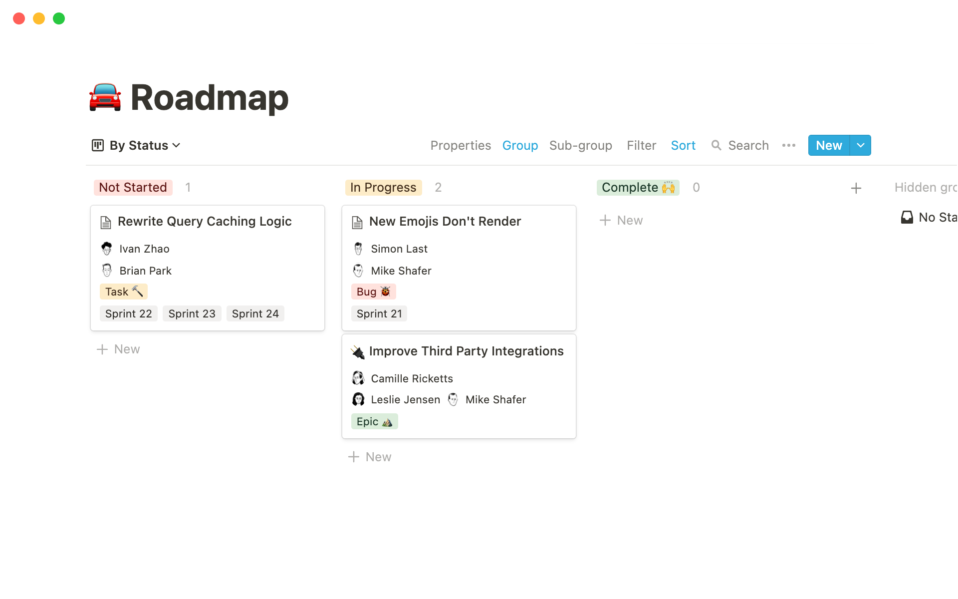 Screenshot of Top 10 Sprint Planning Templates for Mechanical Engineers collection by Notion