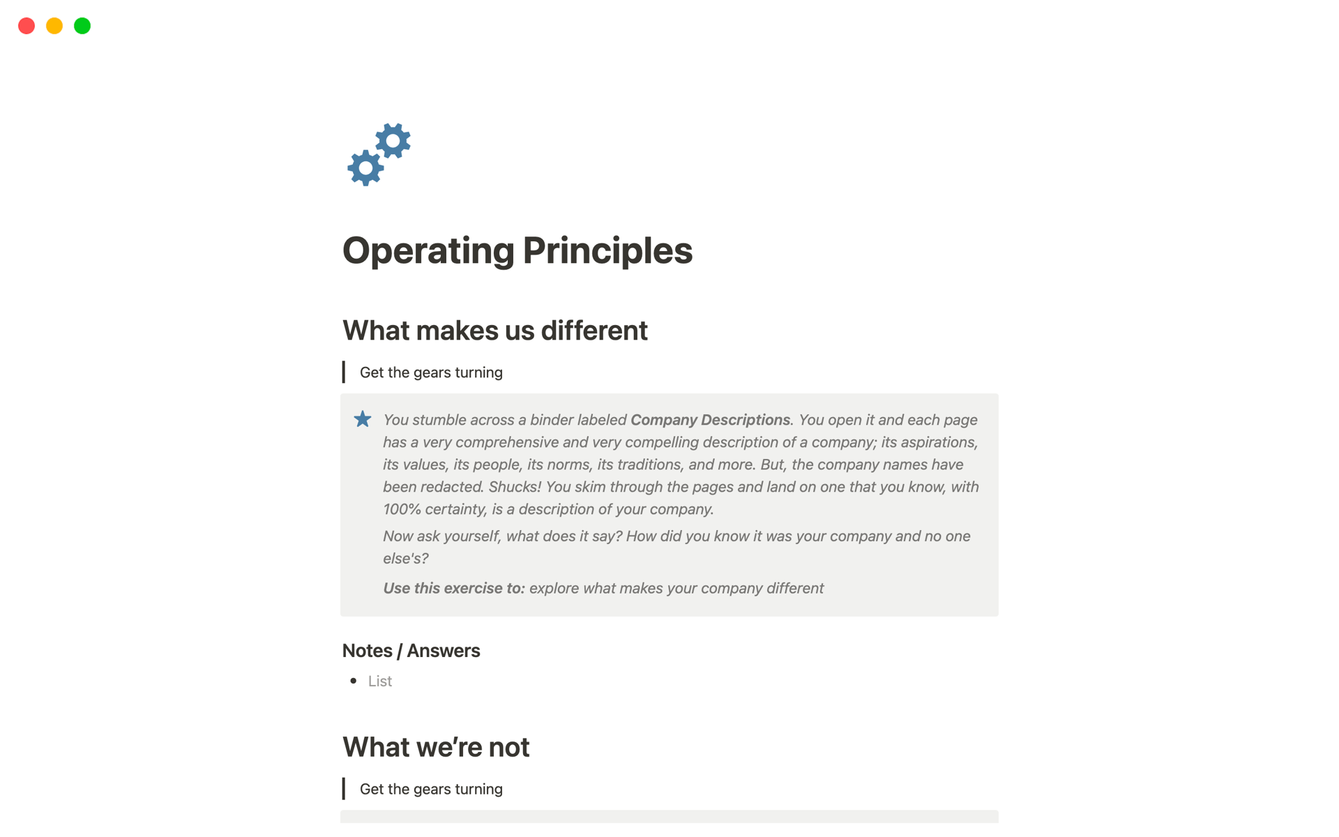 Use this Operating Principles template to show how your company is different than the rest.